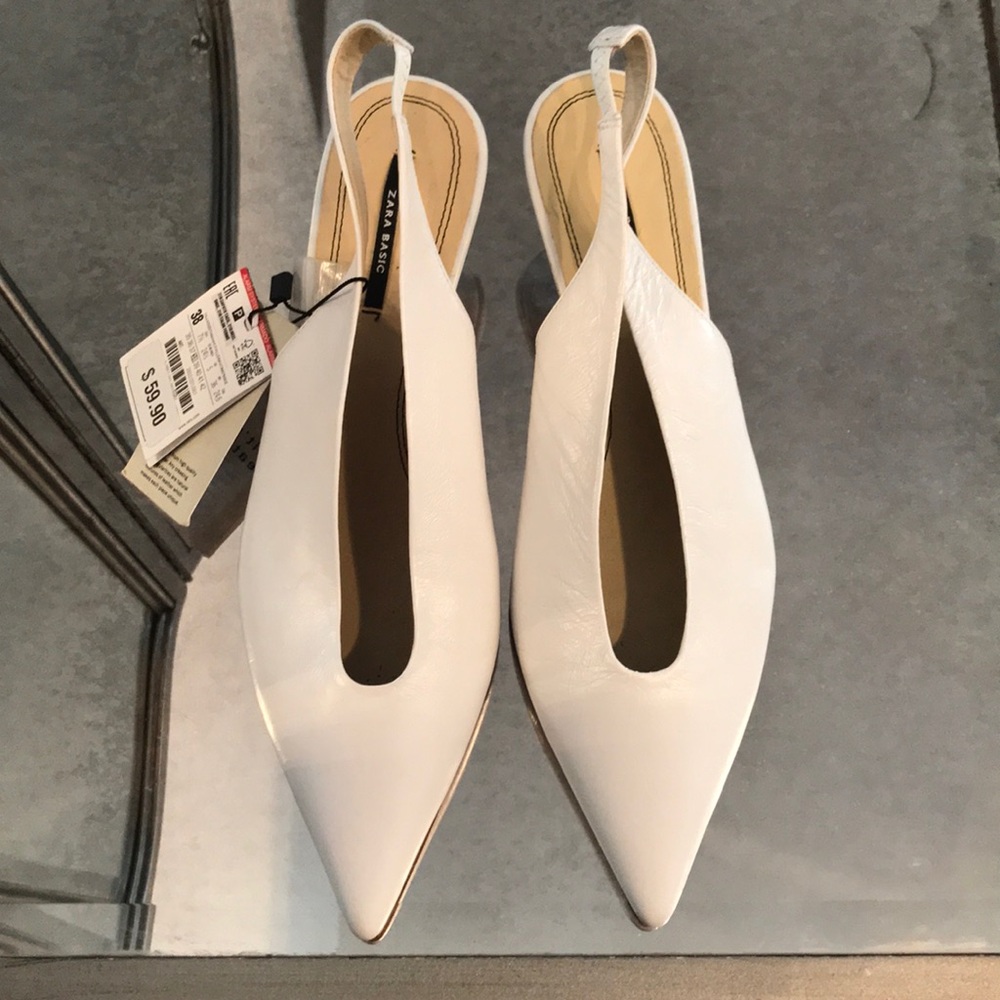 ZARA BASIC COLLECTION | White leather heel